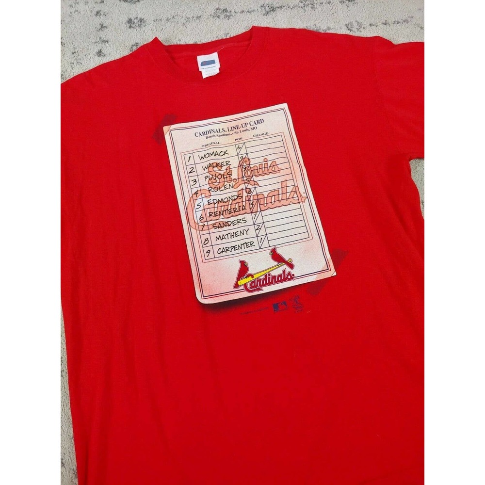 Vtg Louis Cardinals Line up Card T Shirt